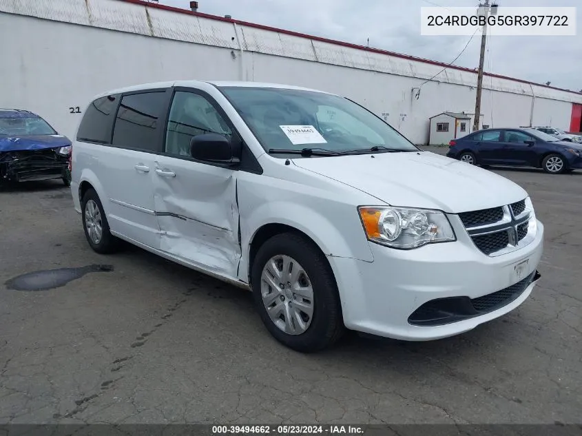 2C4RDGBG5GR397722 2016 Dodge Grand Caravan Se