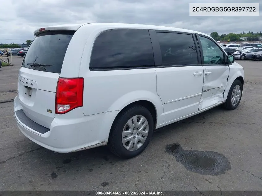 2C4RDGBG5GR397722 2016 Dodge Grand Caravan Se