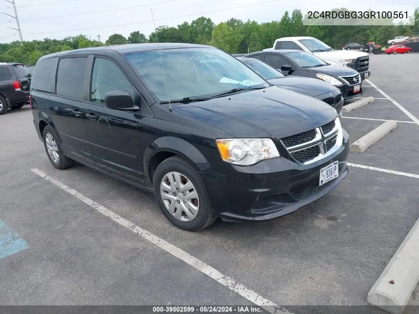 2016 Dodge Grand Caravan Se VIN: 2C4RDGBG3GR100561 Lot: 39502599