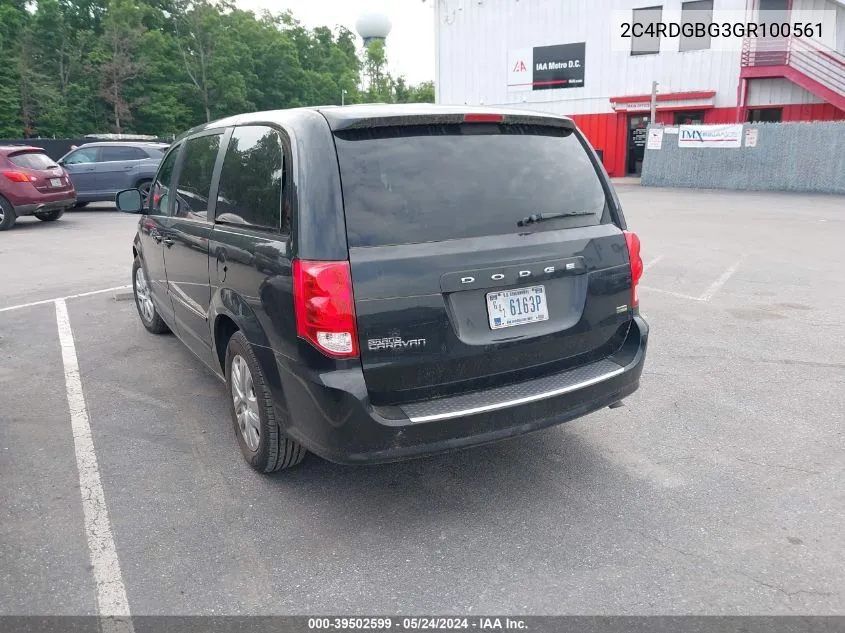 2016 Dodge Grand Caravan Se VIN: 2C4RDGBG3GR100561 Lot: 39502599