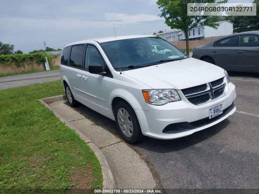 2016 Dodge Grand Caravan Se VIN: 2C4RDGBG3GR122771 Lot: 39502709