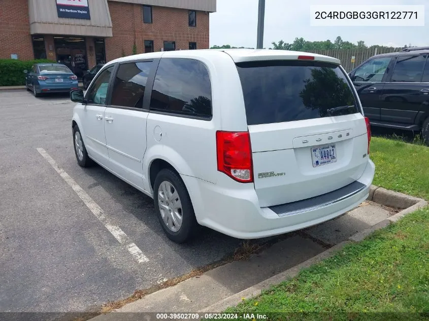 2016 Dodge Grand Caravan Se VIN: 2C4RDGBG3GR122771 Lot: 39502709