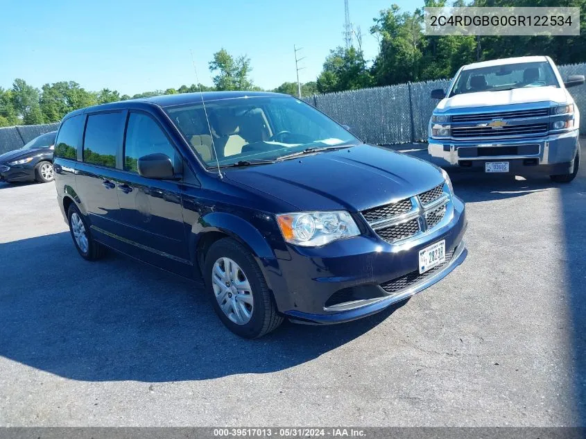 2016 Dodge Grand Caravan Se VIN: 2C4RDGBG0GR122534 Lot: 39517013