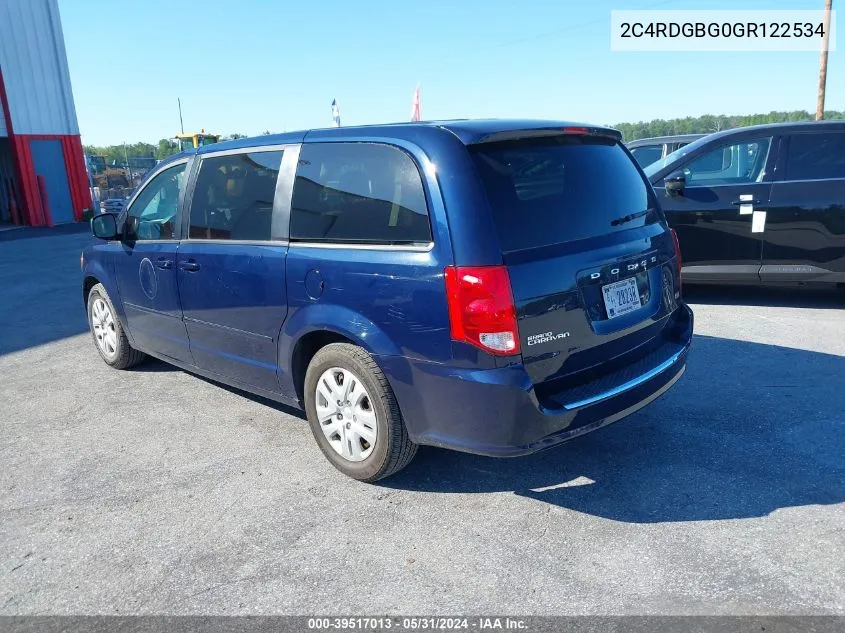 2C4RDGBG0GR122534 2016 Dodge Grand Caravan Se