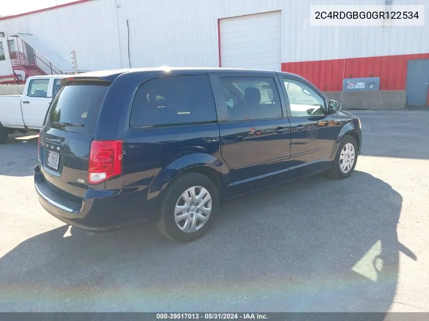 2C4RDGBG0GR122534 2016 Dodge Grand Caravan Se