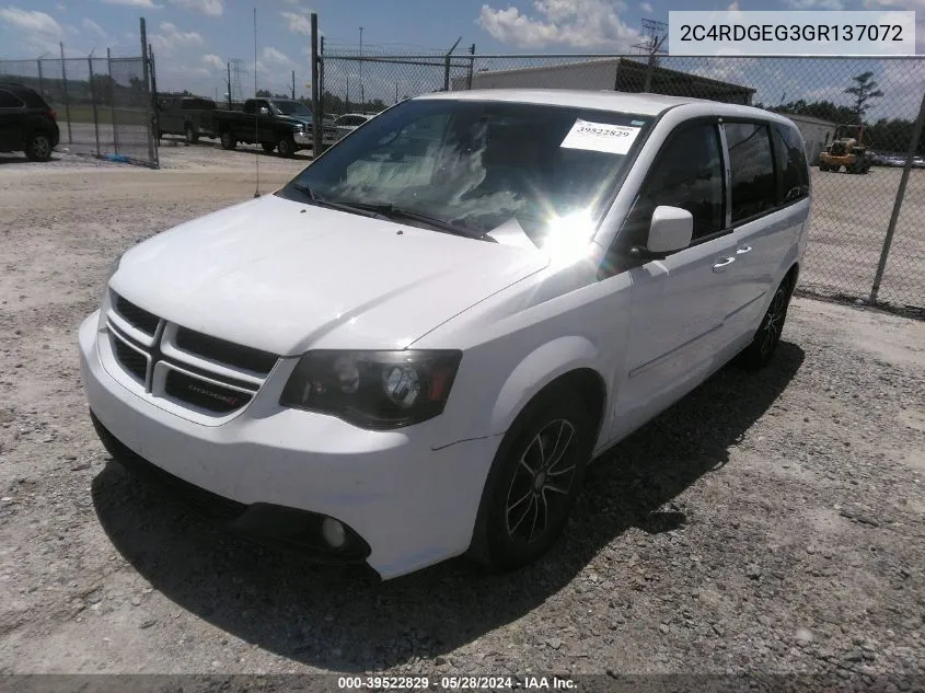 2016 Dodge Grand Caravan R/T VIN: 2C4RDGEG3GR137072 Lot: 39522829