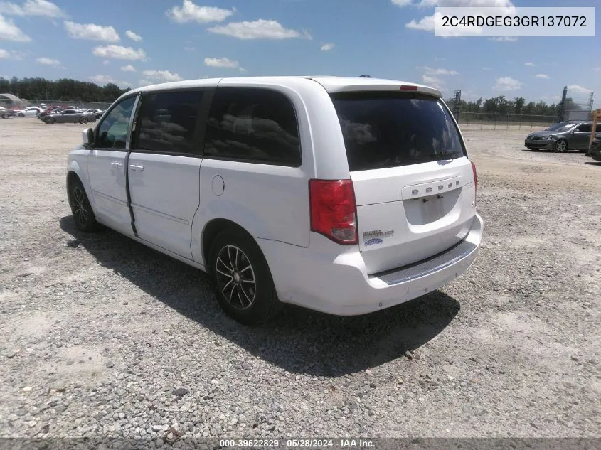 2016 Dodge Grand Caravan R/T VIN: 2C4RDGEG3GR137072 Lot: 39522829