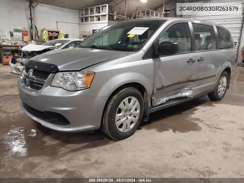 2016 Dodge Grand Caravan American Value Pkg VIN: 2C4RDGBG3GR263579 Lot: 39529128