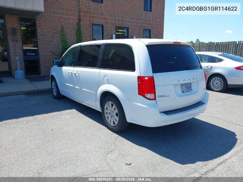 2016 Dodge Grand Caravan Se VIN: 2C4RDGBG1GR114622 Lot: 39538201