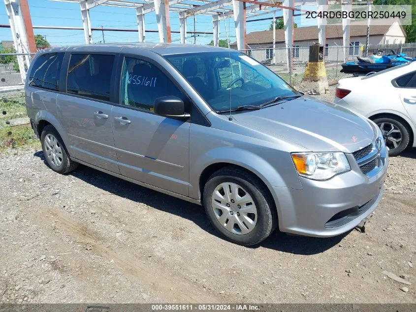 2016 Dodge Grand Caravan Se VIN: 2C4RDGBG2GR250449 Lot: 39551611