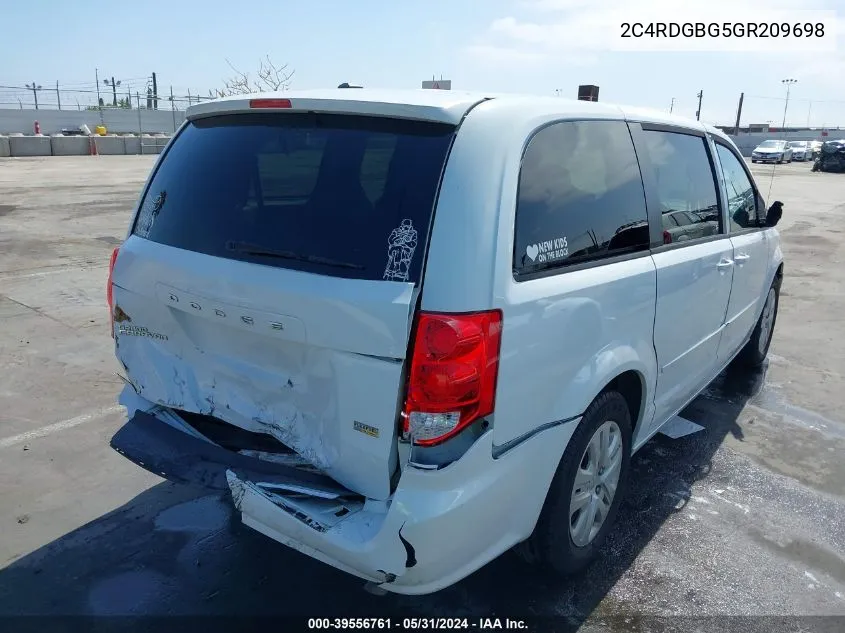 2C4RDGBG5GR209698 2016 Dodge Grand Caravan Se