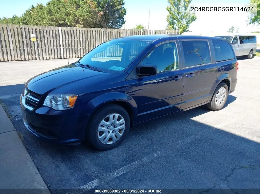 2016 Dodge Grand Caravan Se VIN: 2C4RDGBG5GR114624 Lot: 39559382