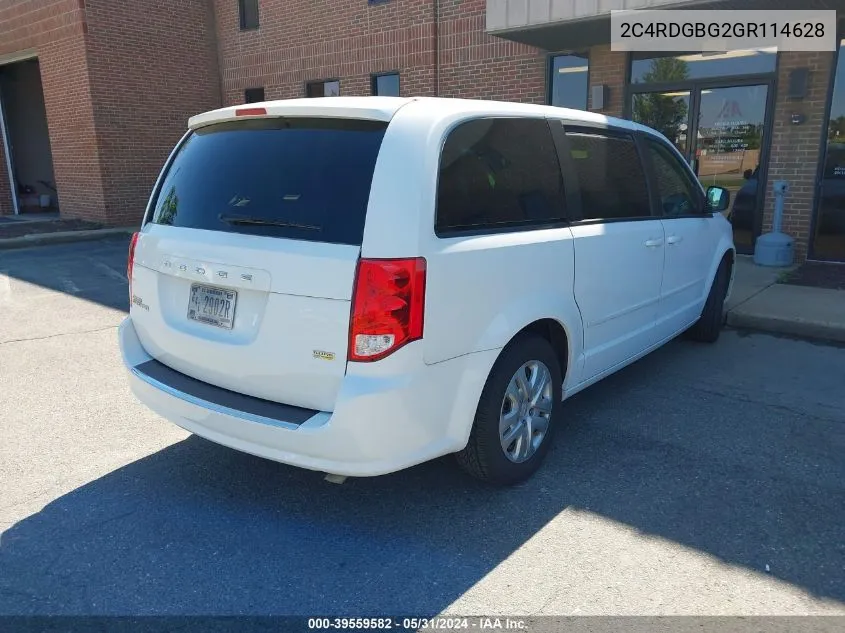 2016 Dodge Grand Caravan Se VIN: 2C4RDGBG2GR114628 Lot: 39559582