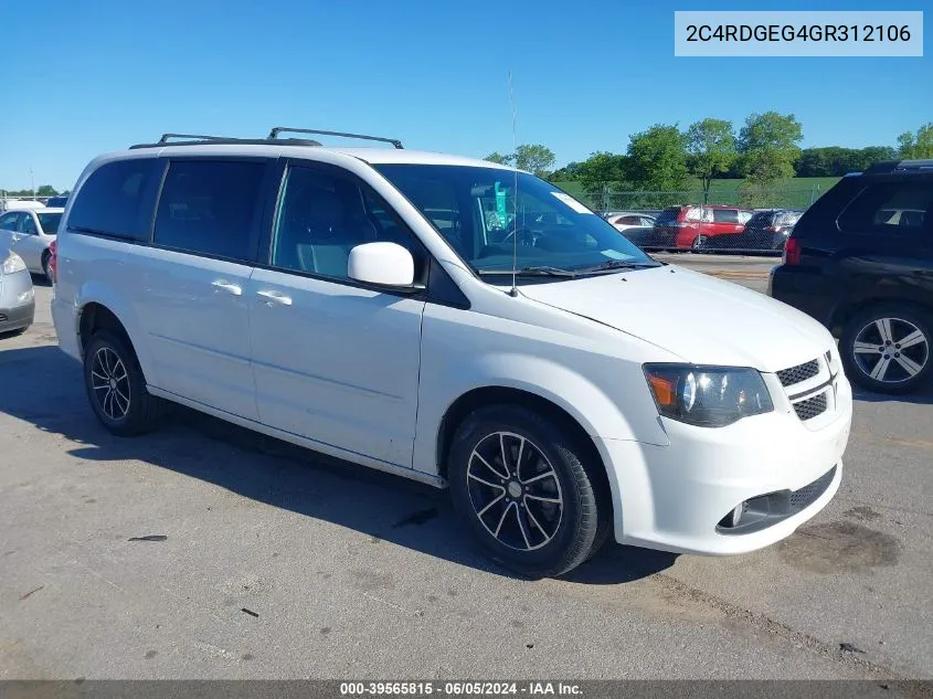 2016 Dodge Grand Caravan R/T VIN: 2C4RDGEG4GR312106 Lot: 39565815