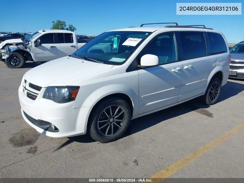 2016 Dodge Grand Caravan R/T VIN: 2C4RDGEG4GR312106 Lot: 39565815