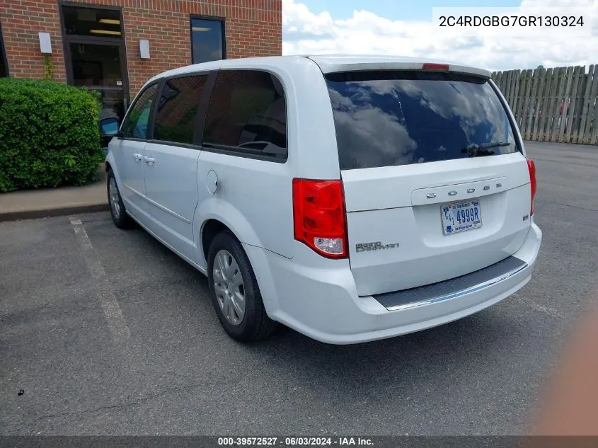 2016 Dodge Grand Caravan Se VIN: 2C4RDGBG7GR130324 Lot: 39572527