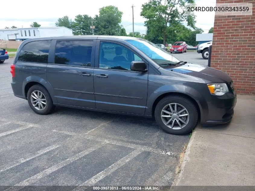 2016 Dodge Grand Caravan Se Plus VIN: 2C4RDGBG3GR343559 Lot: 39573013