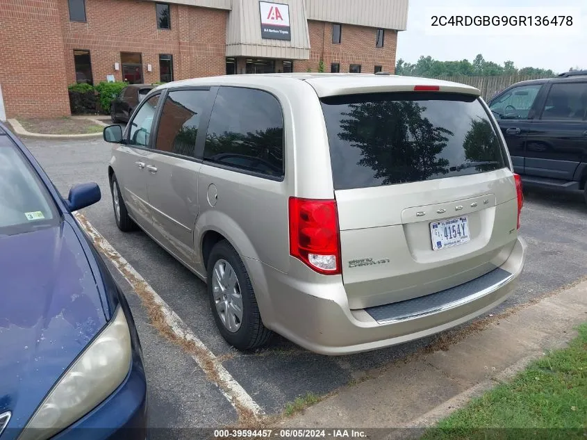 2C4RDGBG9GR136478 2016 Dodge Grand Caravan Se