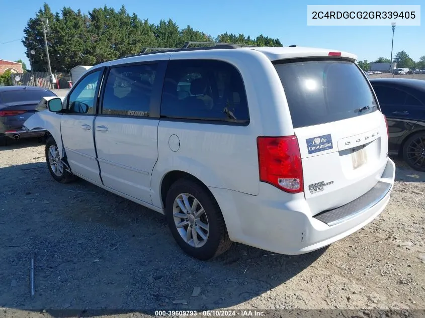 2016 Dodge Grand Caravan Sxt VIN: 2C4RDGCG2GR339405 Lot: 39609793