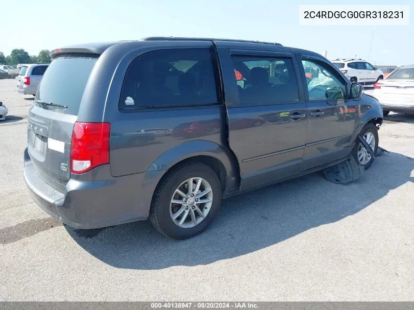 2C4RDGCG0GR318231 2016 Dodge Grand Caravan Sxt