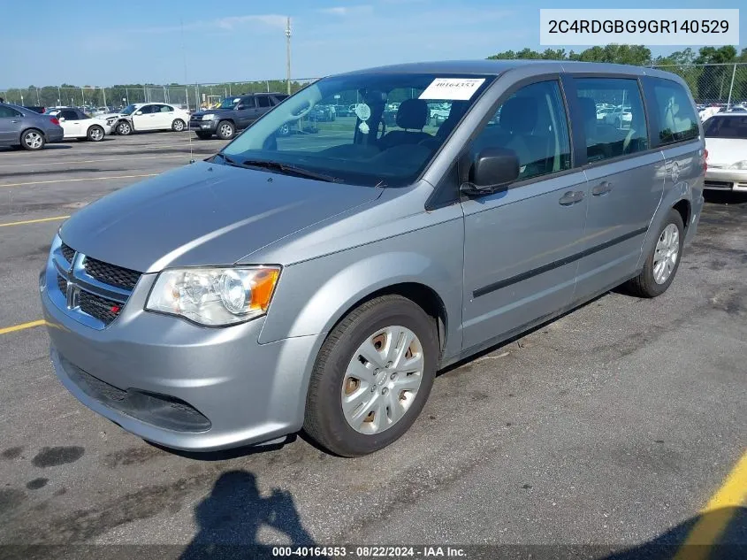 2016 Dodge Grand Caravan American Value Pkg VIN: 2C4RDGBG9GR140529 Lot: 40164353