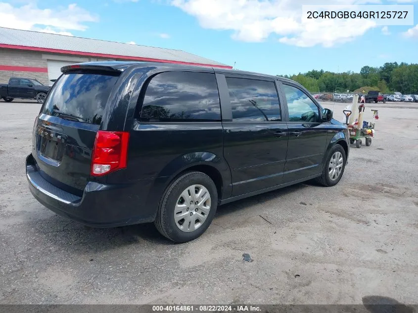 2016 Dodge Grand Caravan Se VIN: 2C4RDGBG4GR125727 Lot: 40164861