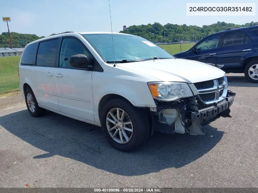 2016 Dodge Grand Caravan Sxt VIN: 2C4RDGCG3GR351482 Lot: 40199096