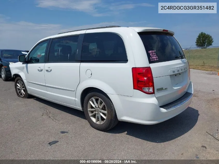 2016 Dodge Grand Caravan Sxt VIN: 2C4RDGCG3GR351482 Lot: 40199096