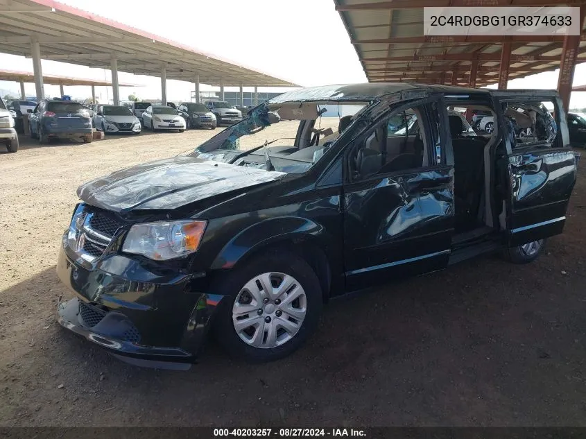 2016 Dodge Grand Caravan Se VIN: 2C4RDGBG1GR374633 Lot: 40203257