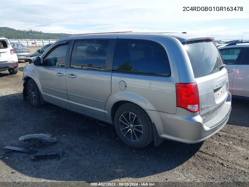 2016 Dodge Grand Caravan Se VIN: 2C4RDGBG1GR163478 Lot: 40213523