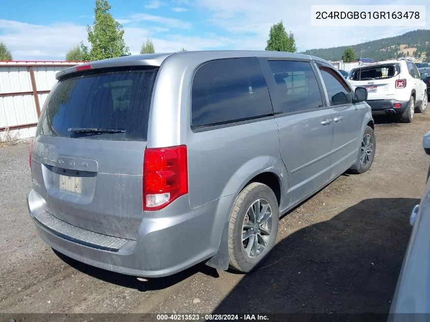 2016 Dodge Grand Caravan Se VIN: 2C4RDGBG1GR163478 Lot: 40213523