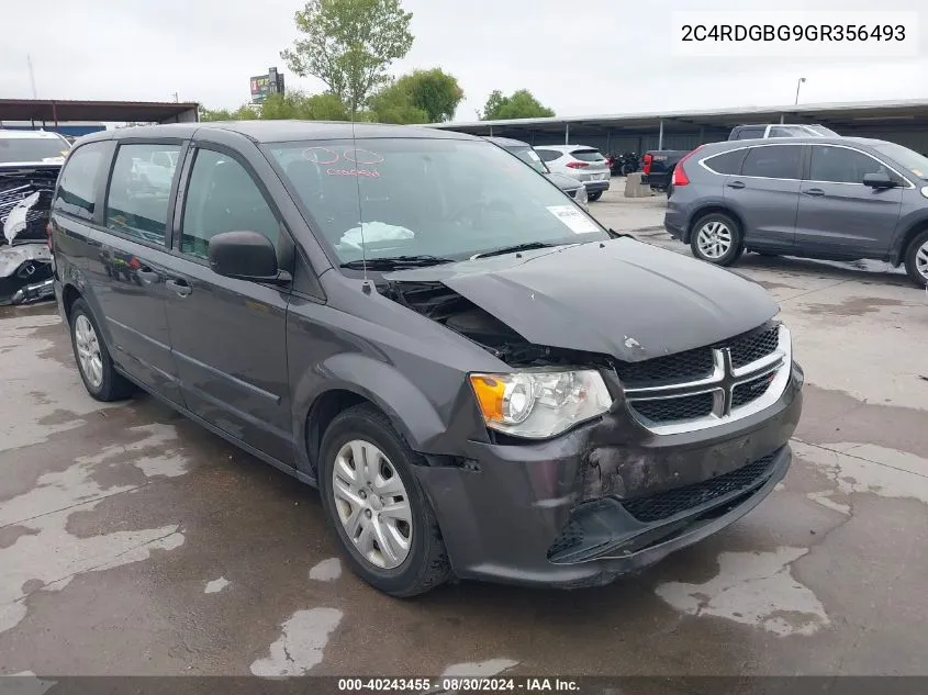 2016 Dodge Grand Caravan American Value Pkg VIN: 2C4RDGBG9GR356493 Lot: 40243455