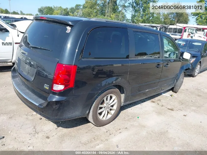 2016 Dodge Grand Caravan Sxt VIN: 2C4RDGCG6GR381012 Lot: 40264154