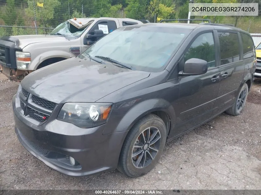 2016 Dodge Grand Caravan R/T VIN: 2C4RDGEG3GR274206 Lot: 40264637