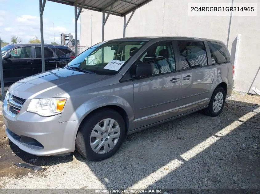 2016 Dodge Grand Caravan Se VIN: 2C4RDGBG1GR314965 Lot: 40279610