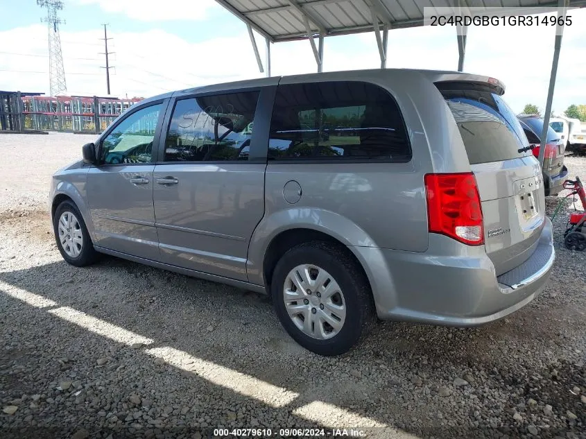 2016 Dodge Grand Caravan Se VIN: 2C4RDGBG1GR314965 Lot: 40279610