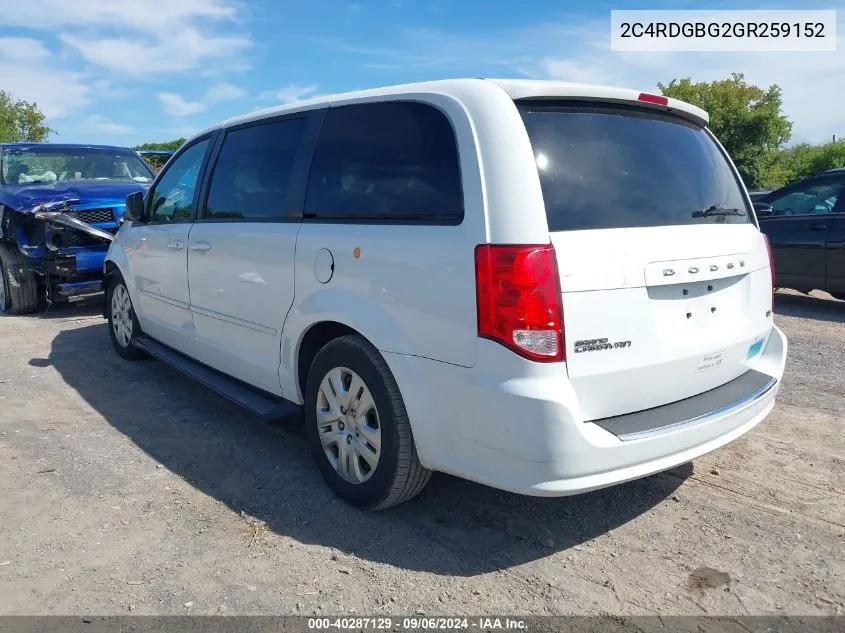 2C4RDGBG2GR259152 2016 Dodge Grand Caravan Se