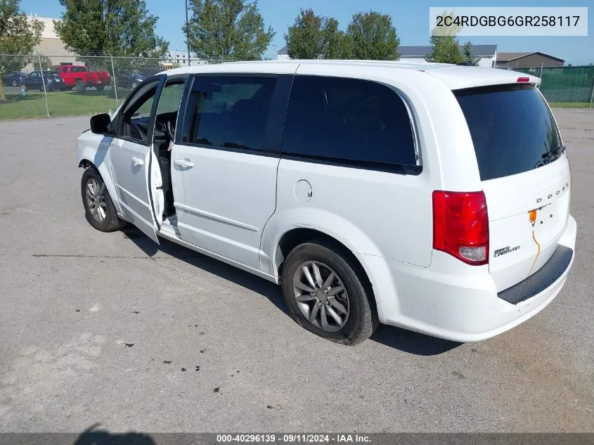 2016 Dodge Grand Caravan Se VIN: 2C4RDGBG6GR258117 Lot: 40296139