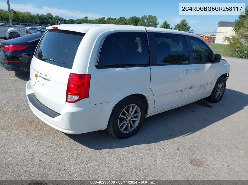 2016 Dodge Grand Caravan Se VIN: 2C4RDGBG6GR258117 Lot: 40296139