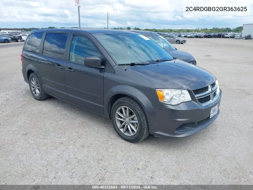 2016 Dodge Grand Caravan Se Plus VIN: 2C4RDGBG2GR363625 Lot: 40332683