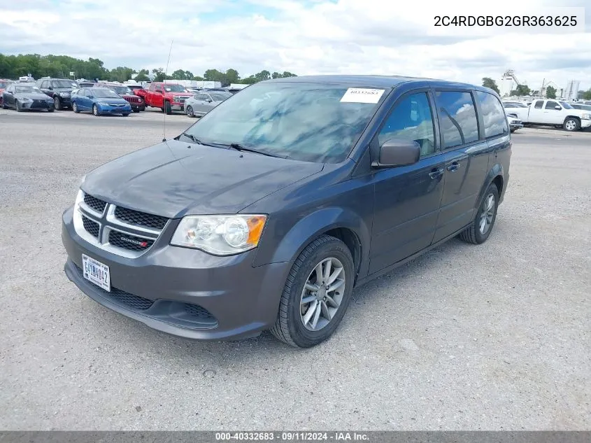 2016 Dodge Grand Caravan Se Plus VIN: 2C4RDGBG2GR363625 Lot: 40332683