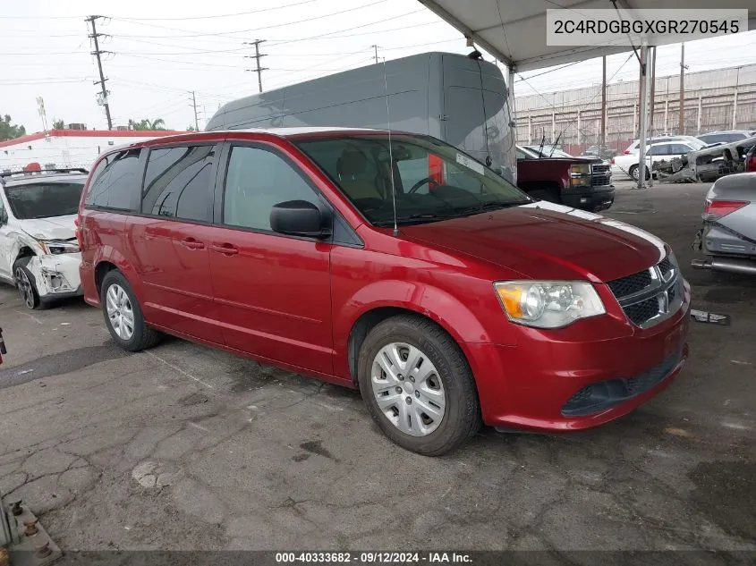 2016 Dodge Grand Caravan Se VIN: 2C4RDGBGXGR270545 Lot: 40333682