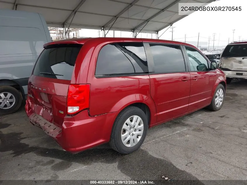 2016 Dodge Grand Caravan Se VIN: 2C4RDGBGXGR270545 Lot: 40333682