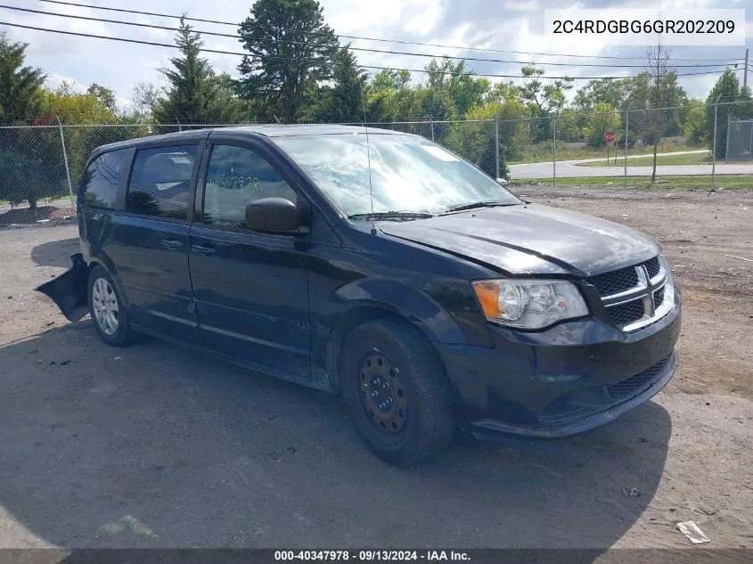 2016 Dodge Grand Caravan Se VIN: 2C4RDGBG6GR202209 Lot: 40347978