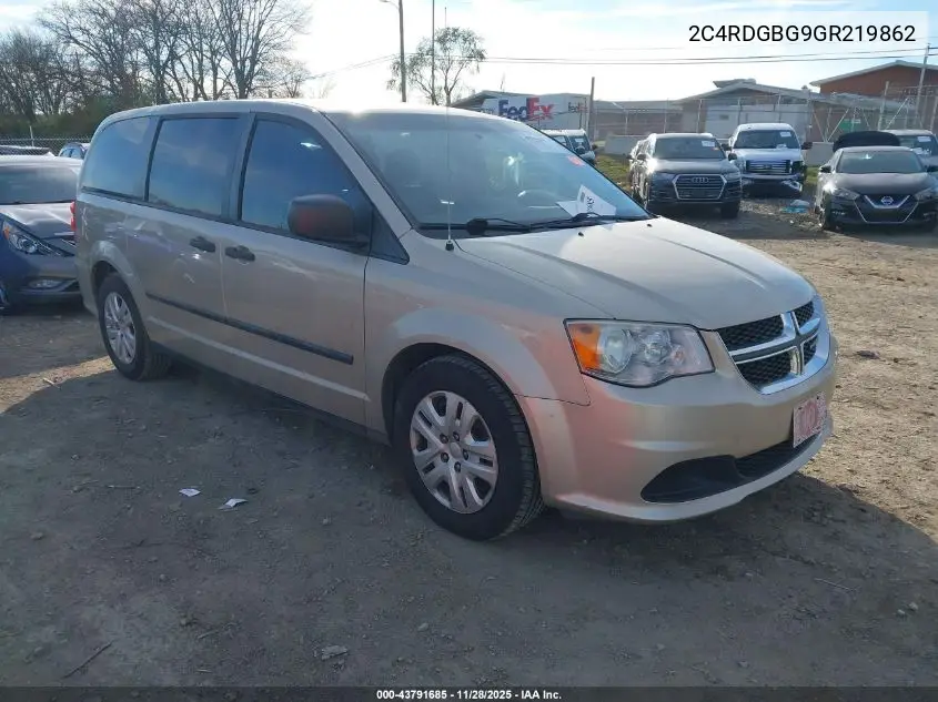 2C4RDGBG9GR219862 2016 Dodge Grand Caravan American Value Pkg