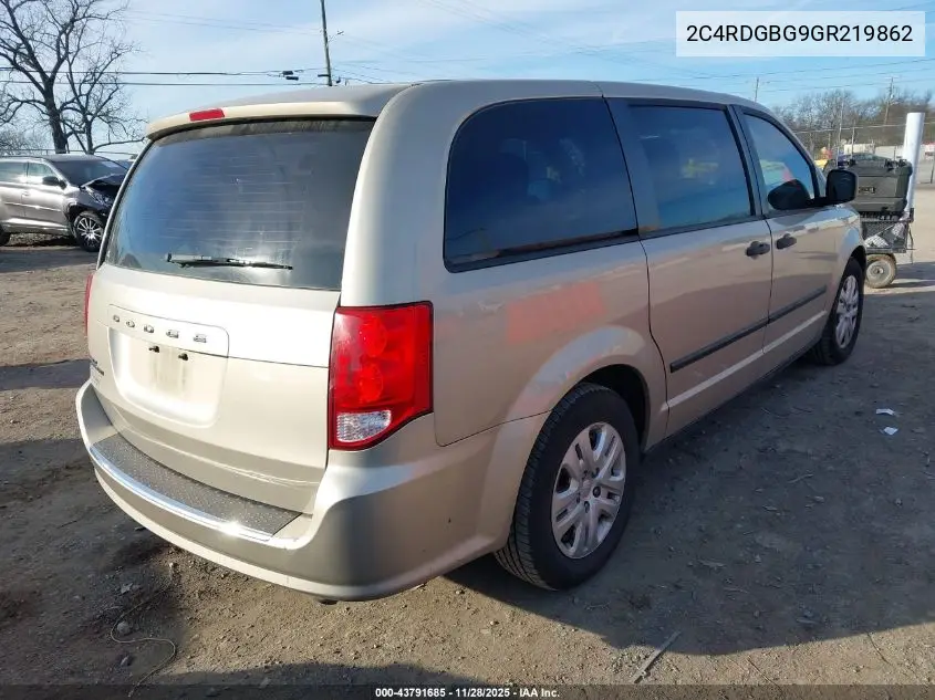 2C4RDGBG9GR219862 2016 Dodge Grand Caravan American Value Pkg