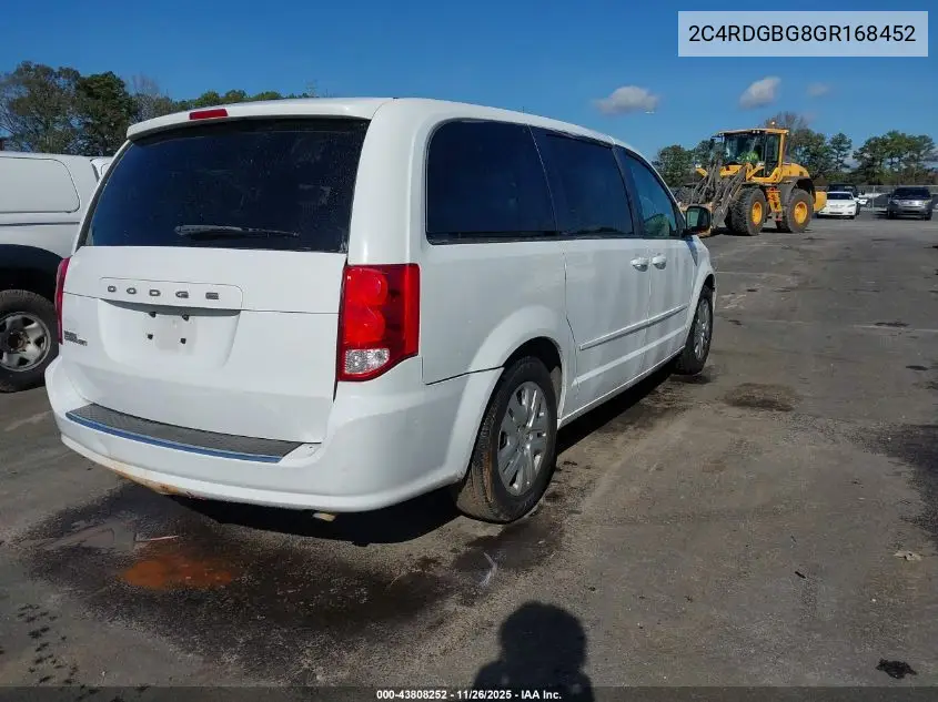 2C4RDGBG8GR168452 2016 Dodge Grand Caravan Se