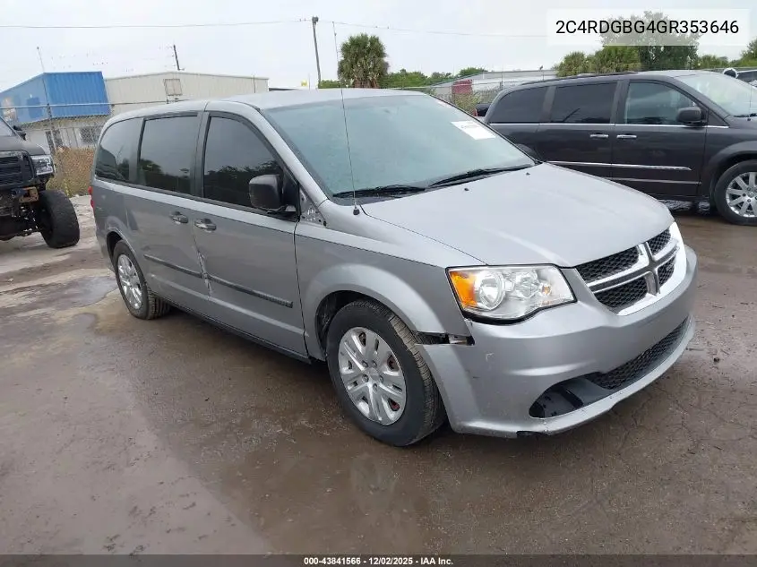 2C4RDGBG4GR353646 2016 Dodge Grand Caravan American Value Pkg