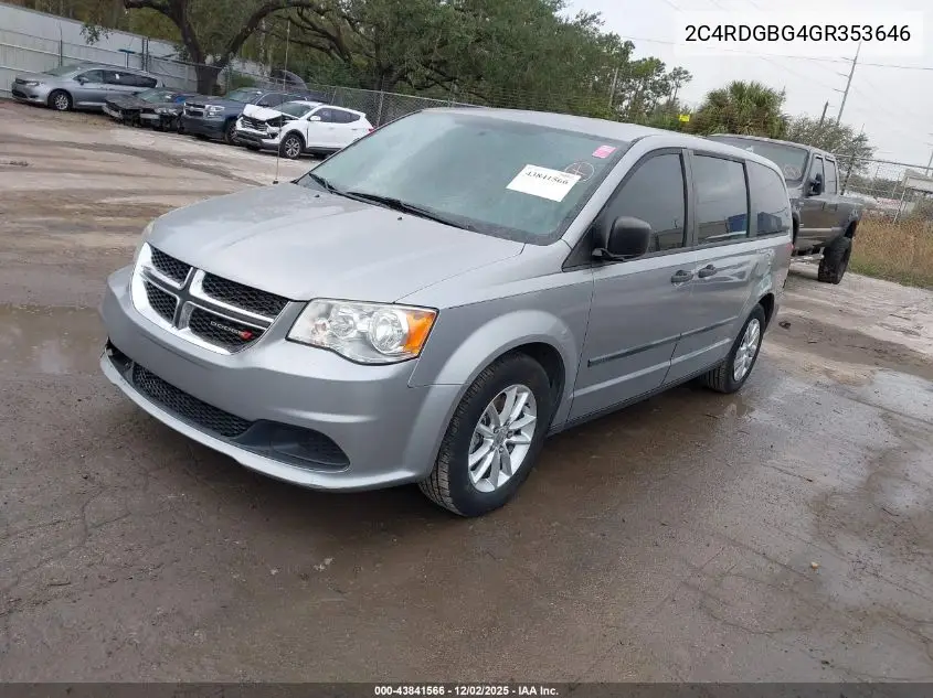 2C4RDGBG4GR353646 2016 Dodge Grand Caravan American Value Pkg