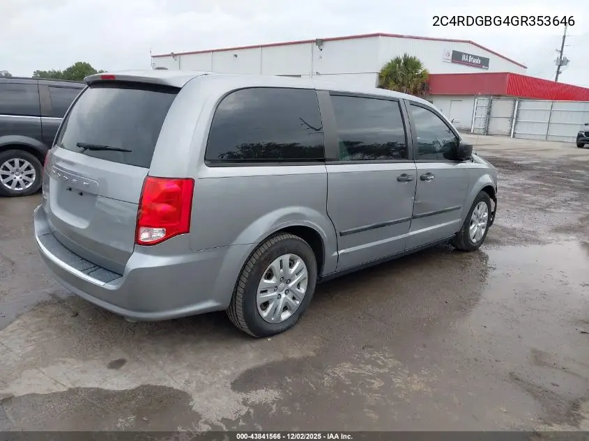 2C4RDGBG4GR353646 2016 Dodge Grand Caravan American Value Pkg